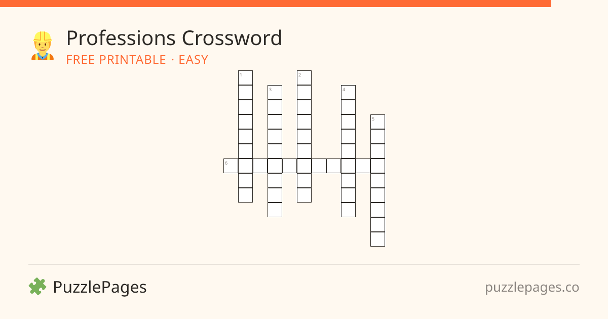 Professions Easy printable crossword preview — free to print from PuzzlePages