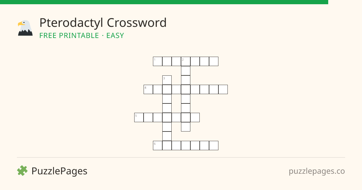Pterodactyl Easy printable crossword preview — free to print from PuzzlePages