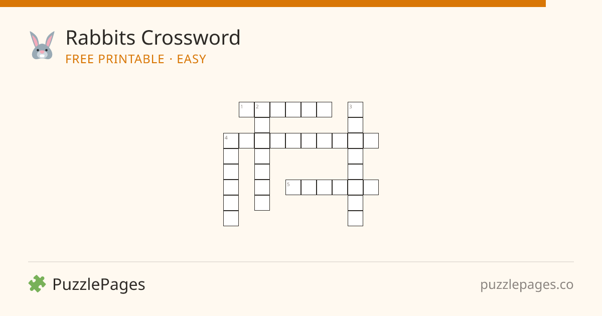 Rabbits Easy printable crossword preview — free to print from PuzzlePages