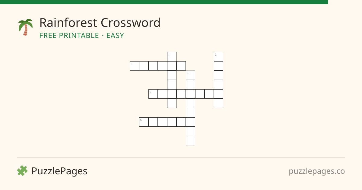 Rainforest Easy printable crossword preview — free to print from PuzzlePages