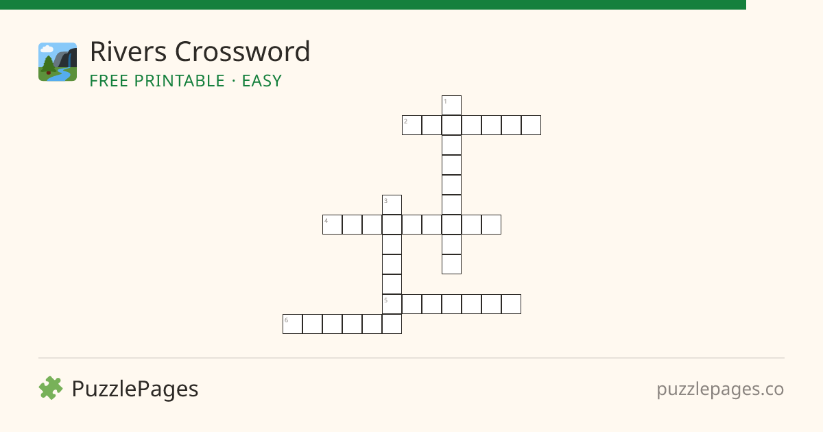 Rivers Easy printable crossword preview — free to print from PuzzlePages