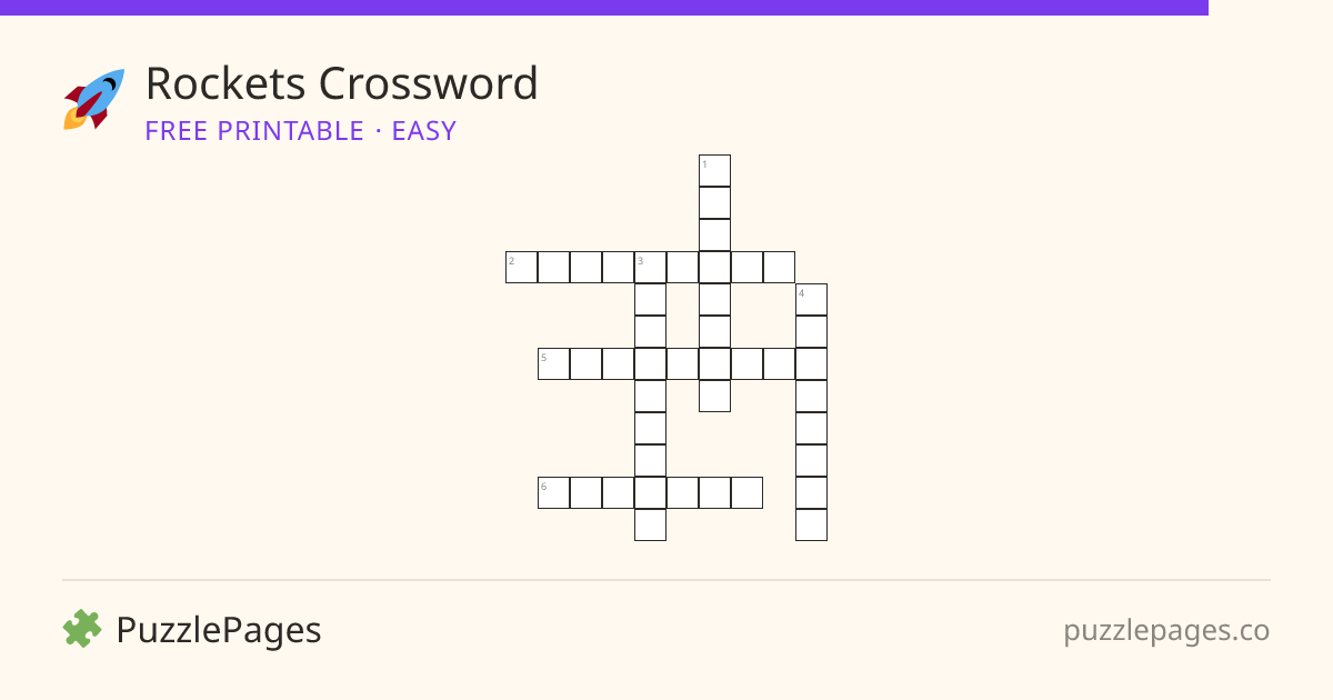 Rockets Easy printable crossword preview — free to print from PuzzlePages