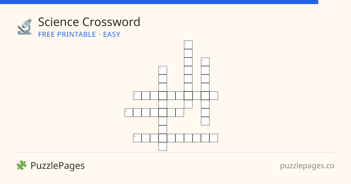 Science Easy printable crossword preview — free to print from PuzzlePages
