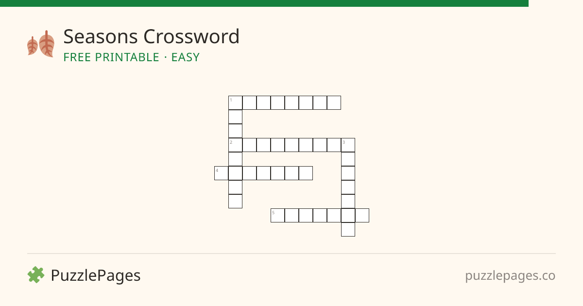 Seasons Easy printable crossword preview — free to print from PuzzlePages