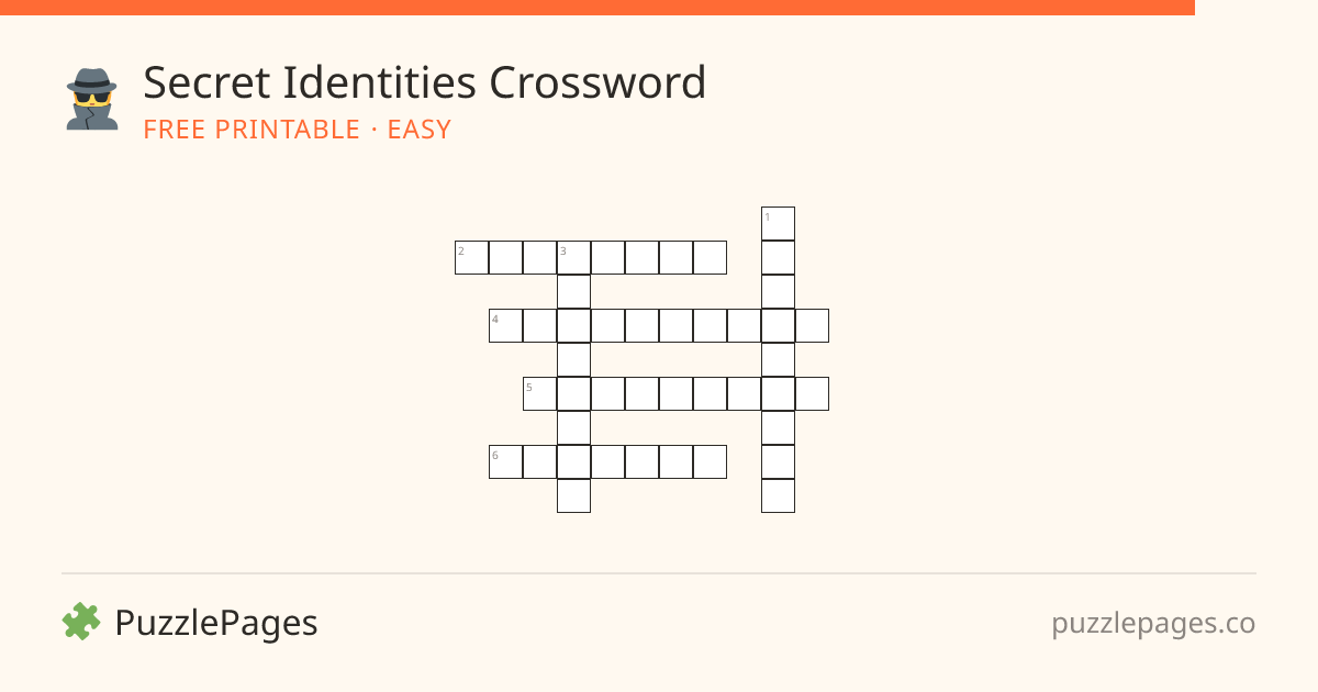 Secret Identities Easy printable crossword preview — free to print from PuzzlePages