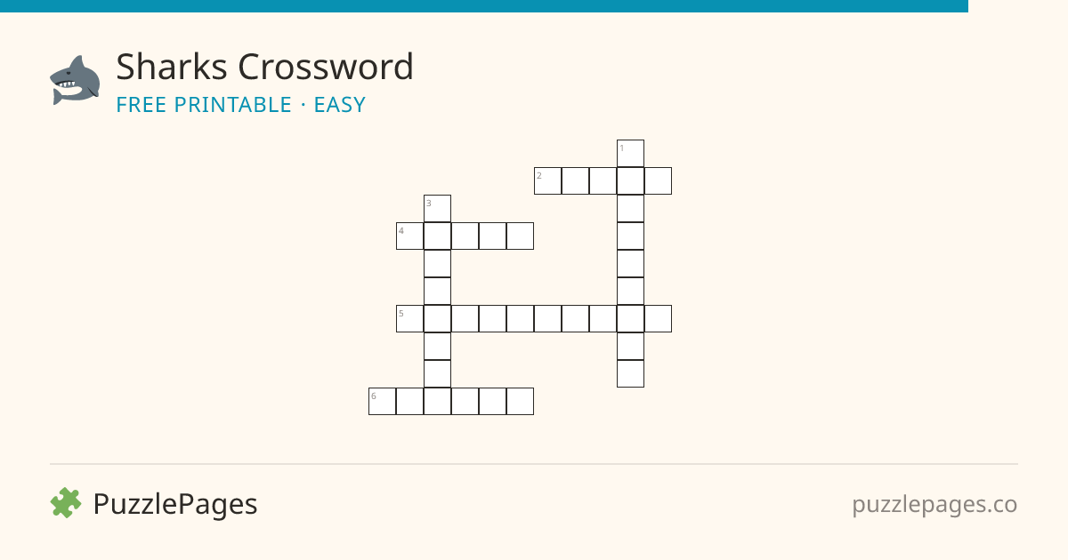 Sharks Easy printable crossword preview — free to print from PuzzlePages