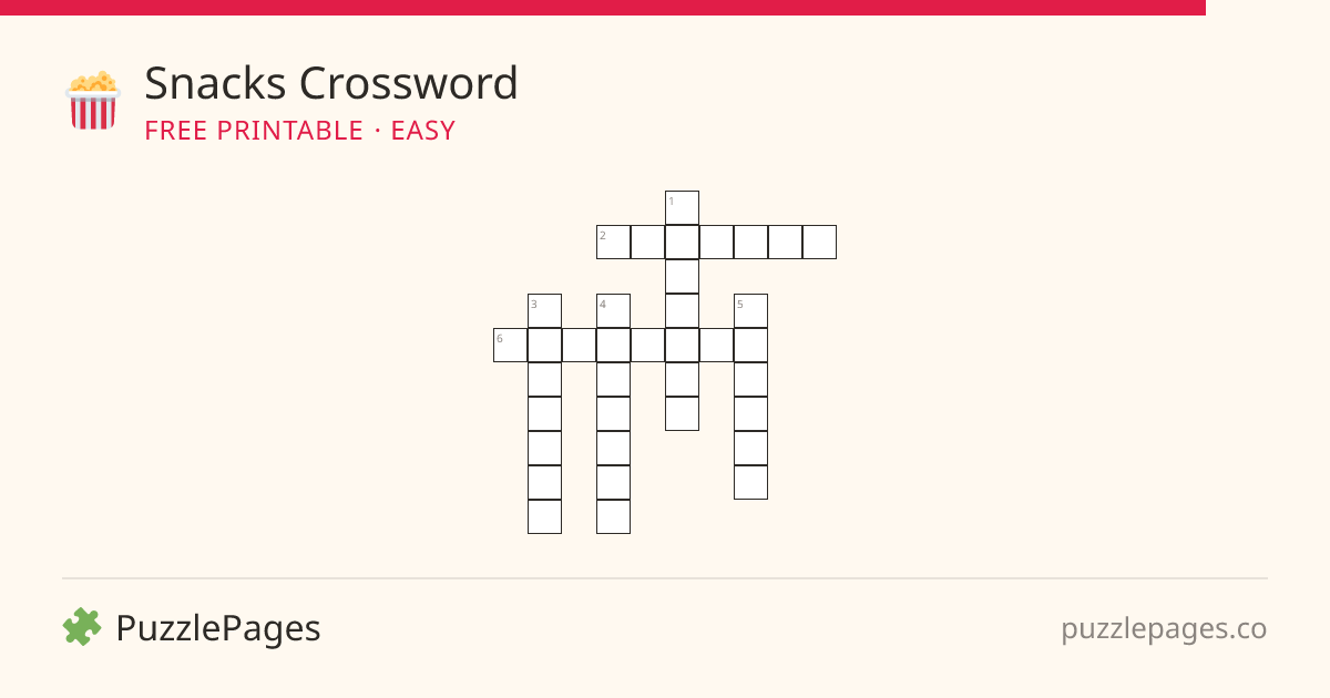 Snacks Easy printable crossword preview — free to print from PuzzlePages