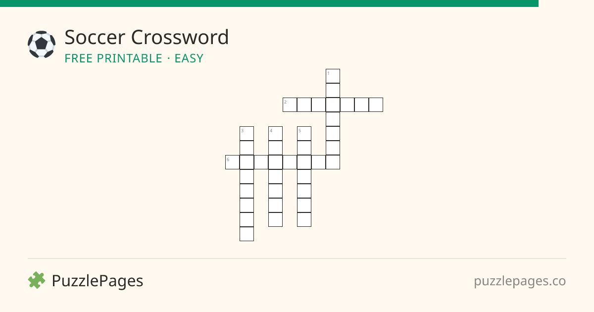 Soccer Easy printable crossword preview — free to print from PuzzlePages
