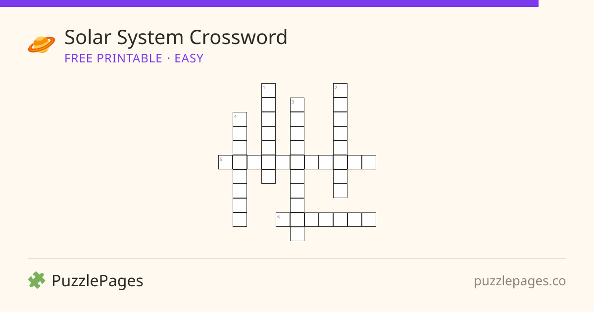 Solar System Easy printable crossword preview — free to print from PuzzlePages