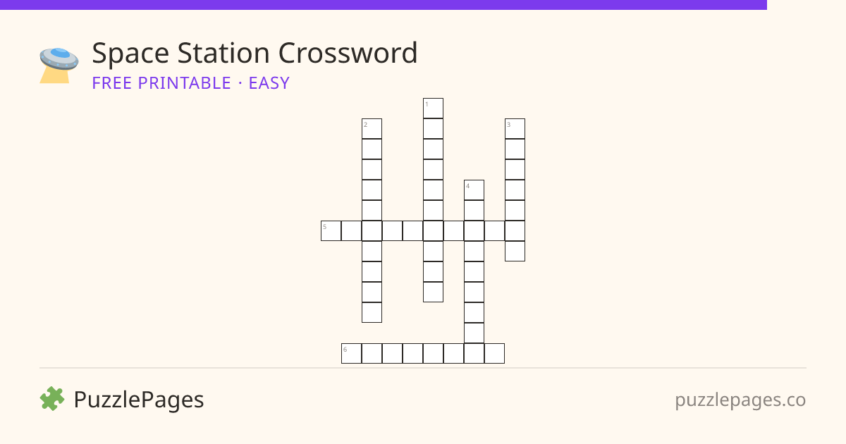 Space Station Easy printable crossword preview — free to print from PuzzlePages