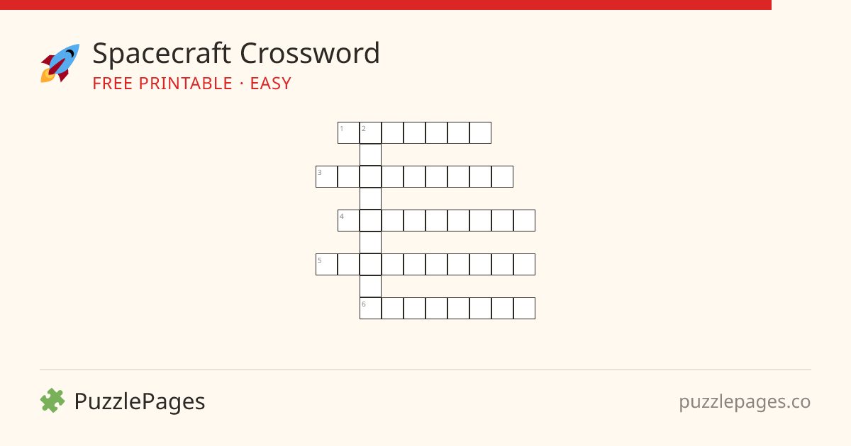 Spacecraft Easy printable crossword preview — free to print from PuzzlePages