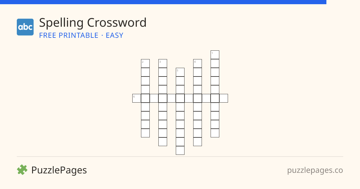 Spelling Easy printable crossword preview — free to print from PuzzlePages