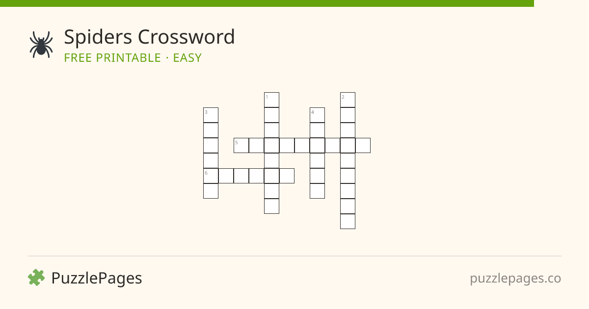 Spiders Easy printable crossword preview — free to print from PuzzlePages