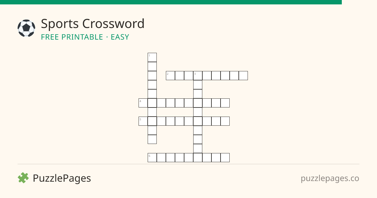 Sports Easy printable crossword preview — free to print from PuzzlePages