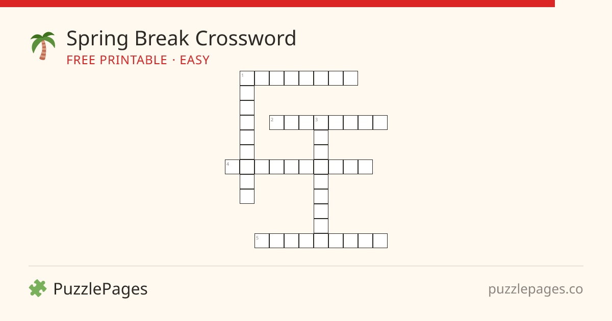 Spring Break Easy printable crossword preview — free to print from PuzzlePages