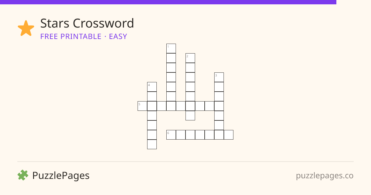 Stars Easy printable crossword preview — free to print from PuzzlePages