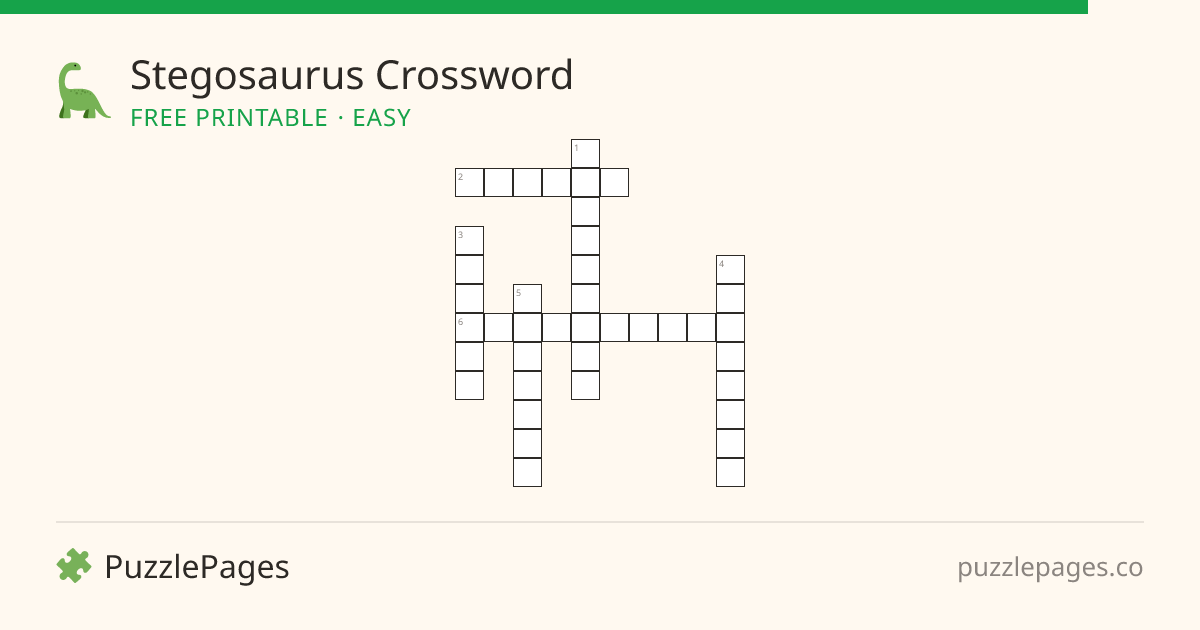 Stegosaurus Easy printable crossword preview — free to print from PuzzlePages