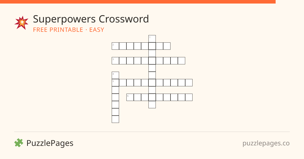 Superpowers Easy printable crossword preview — free to print from PuzzlePages