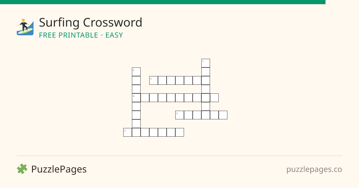 Surfing Easy printable crossword preview — free to print from PuzzlePages