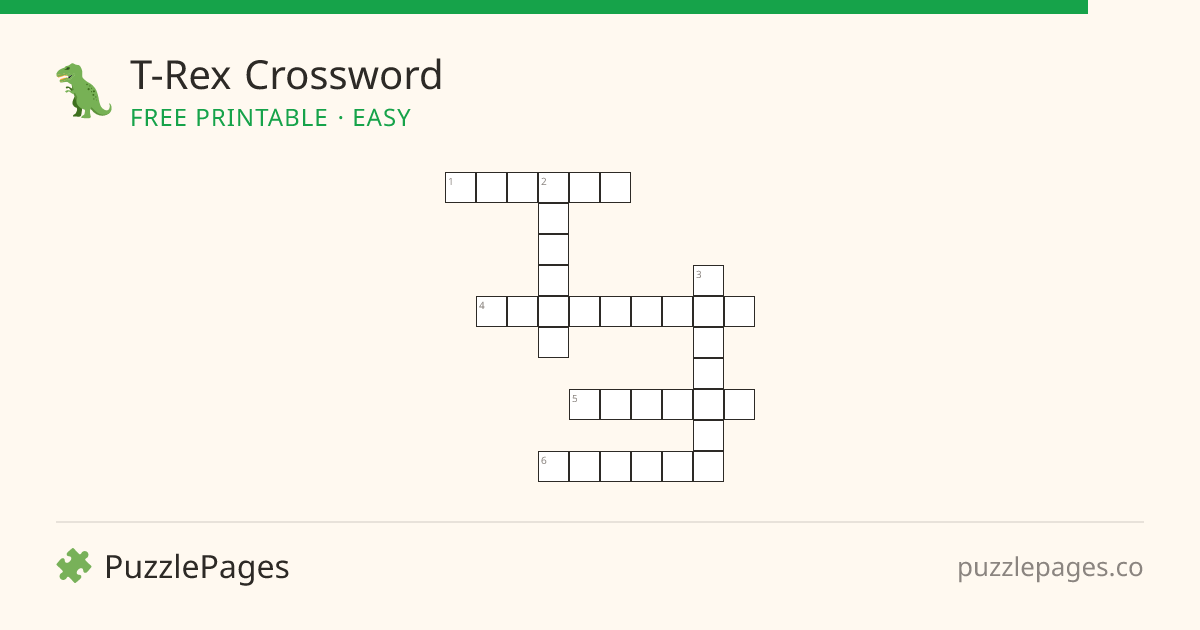 T-Rex Easy printable crossword preview — free to print from PuzzlePages