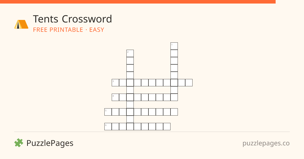 Tents Easy printable crossword preview — free to print from PuzzlePages