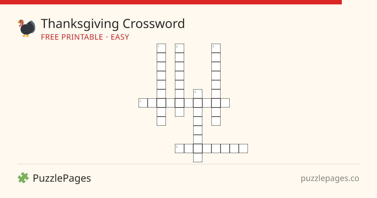 Thanksgiving Easy printable crossword preview — free to print from PuzzlePages