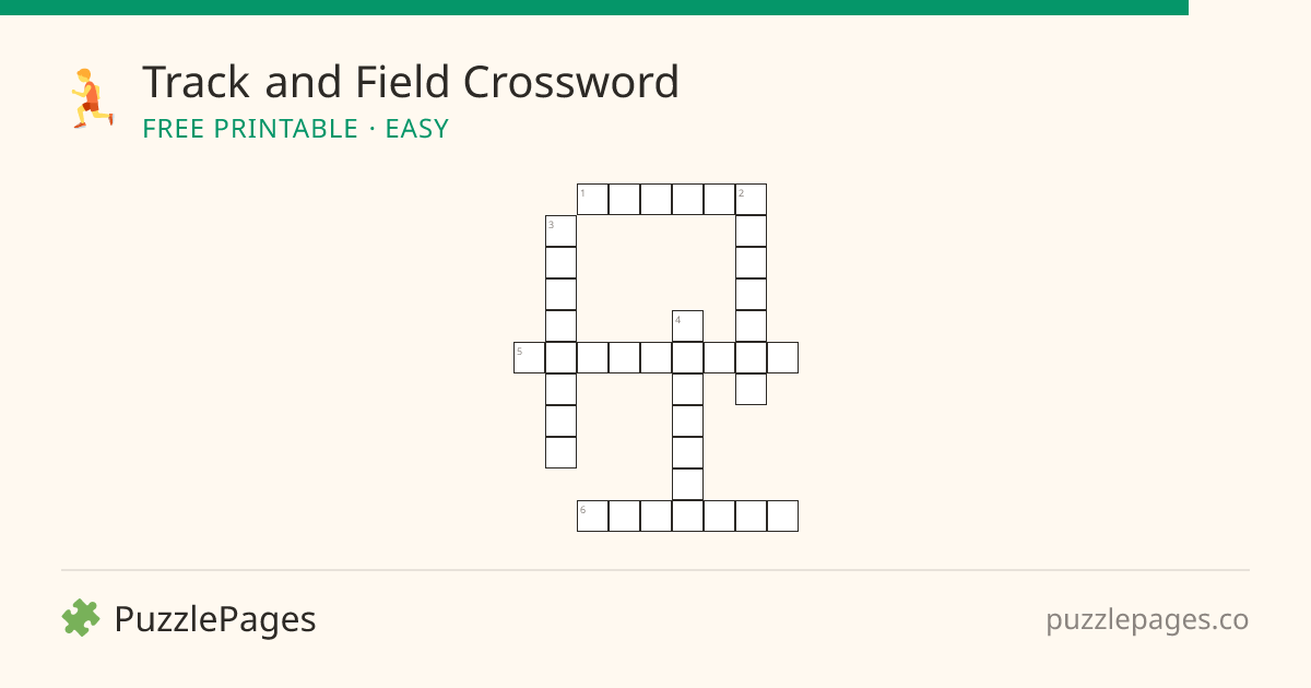 Track and Field Easy printable crossword preview — free to print from PuzzlePages