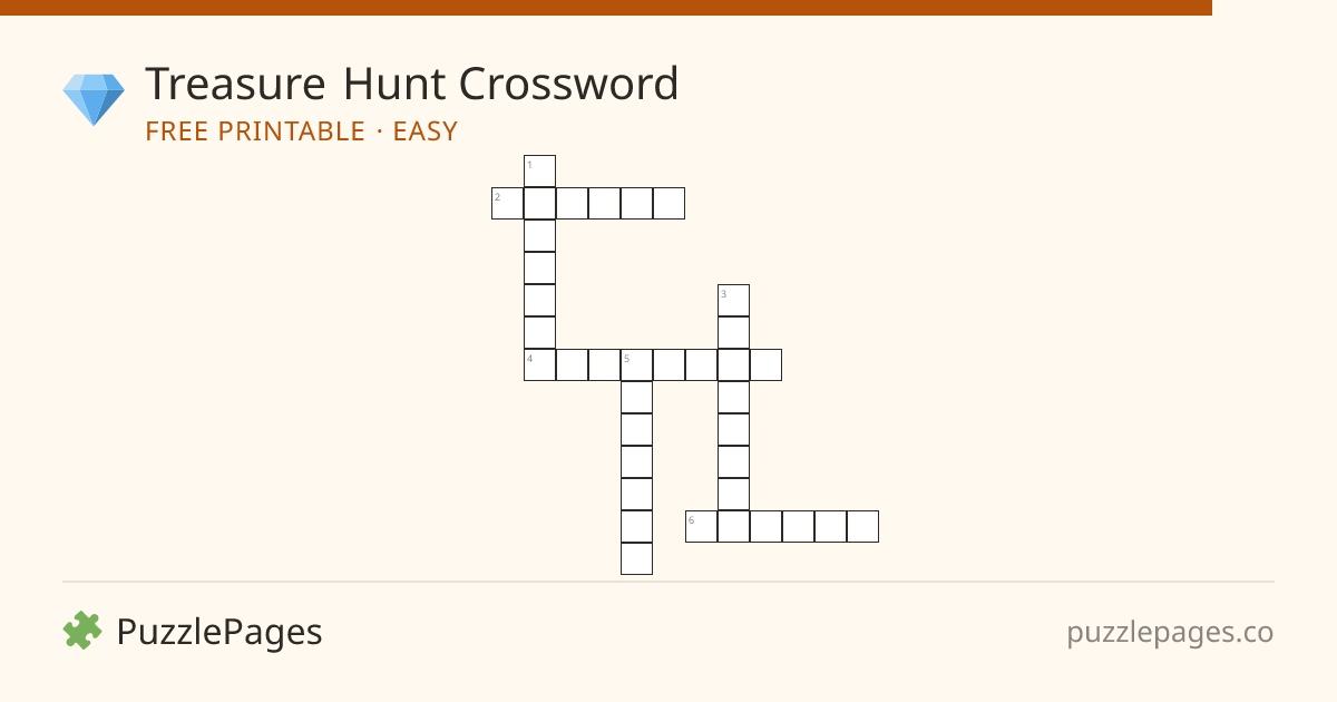 Treasure Hunt Easy printable crossword preview — free to print from PuzzlePages