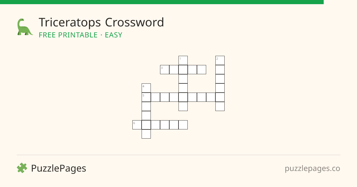 Triceratops Easy printable crossword preview — free to print from PuzzlePages