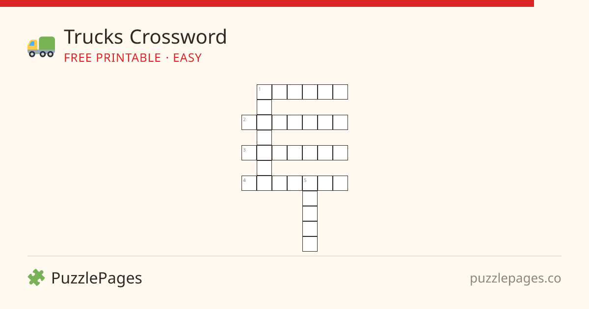 Trucks Easy printable crossword preview — free to print from PuzzlePages