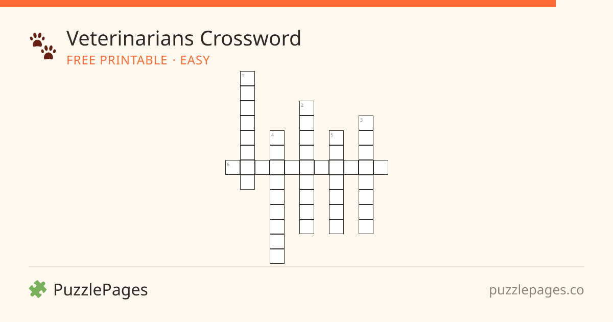 Veterinarians Easy printable crossword preview — free to print from PuzzlePages