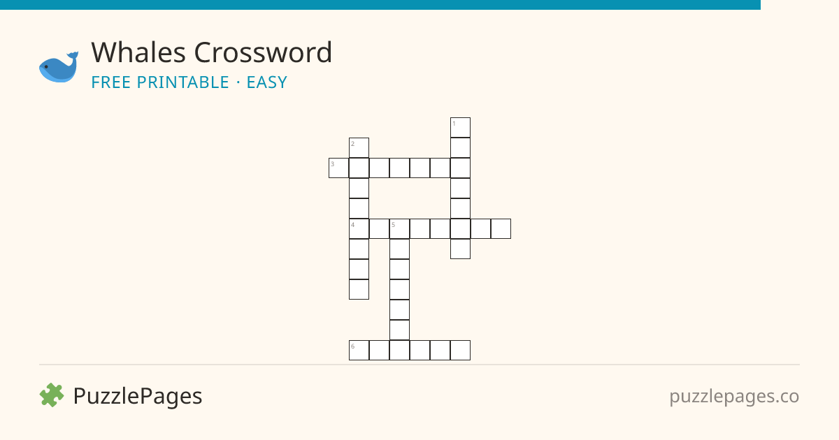 Whales Easy printable crossword preview — free to print from PuzzlePages