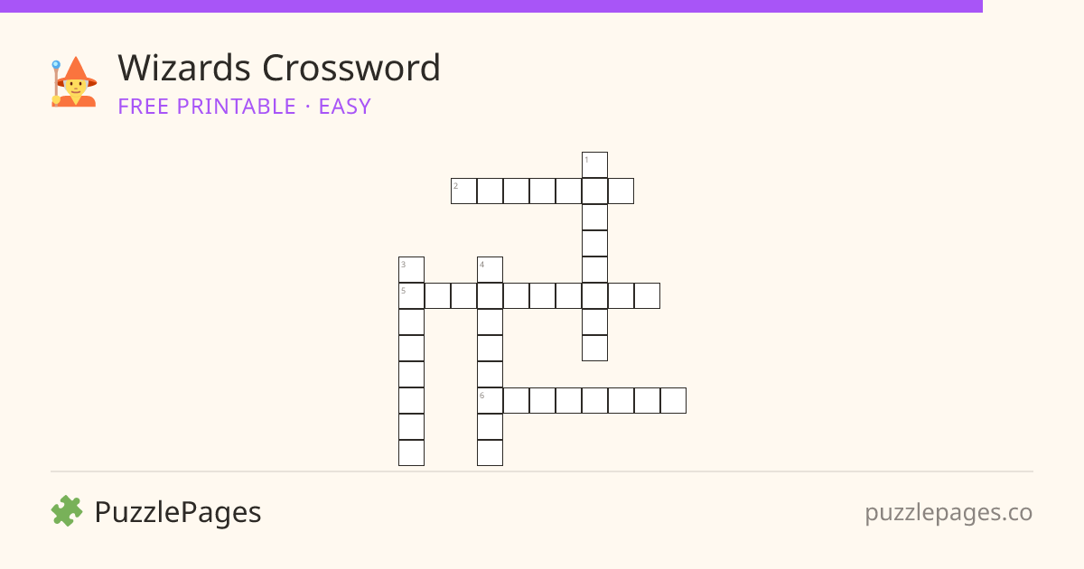 Wizards Easy printable crossword preview — free to print from PuzzlePages