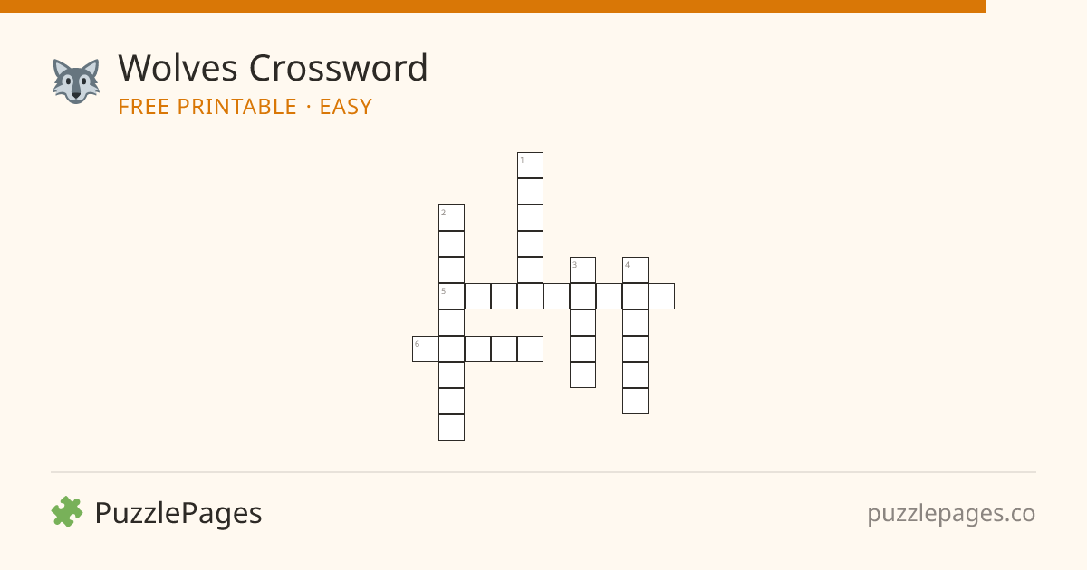 Wolves Easy printable crossword preview — free to print from PuzzlePages