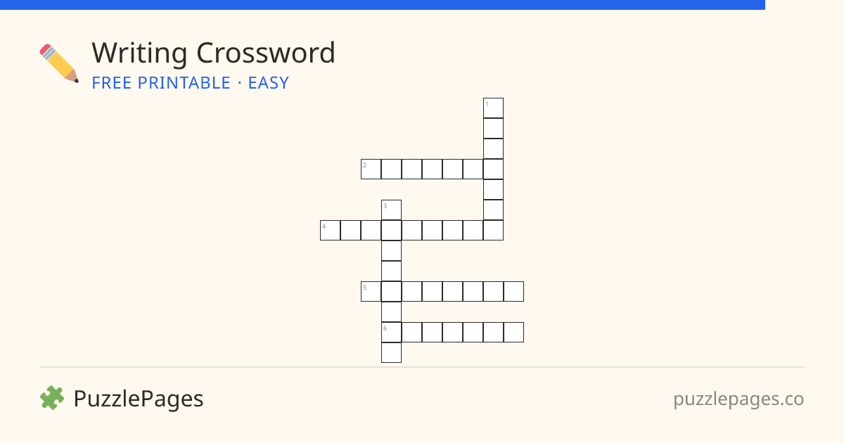 Writing Easy printable crossword preview — free to print from PuzzlePages