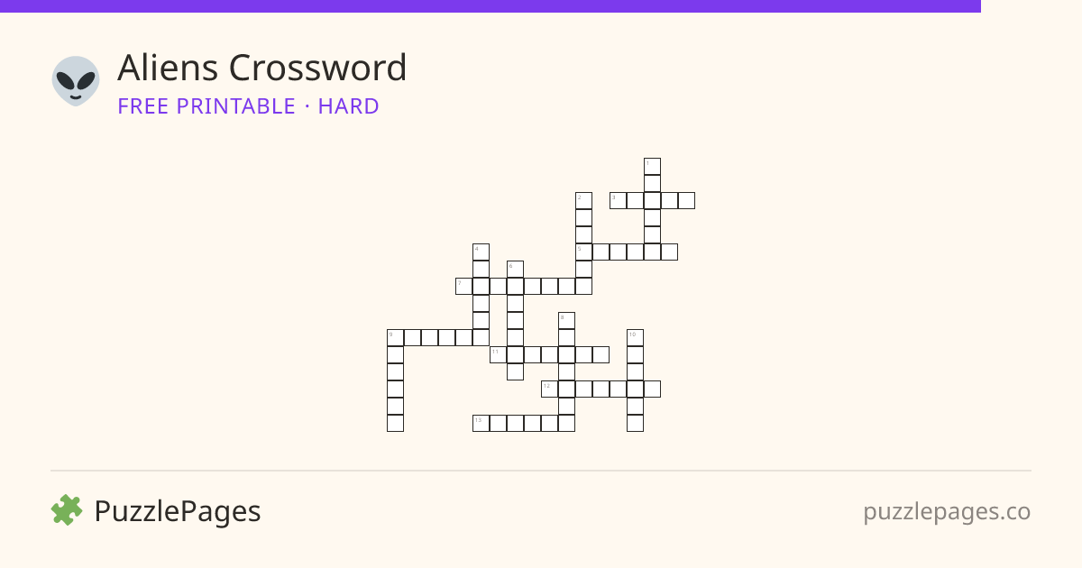 Aliens Hard printable crossword preview — free to print from PuzzlePages