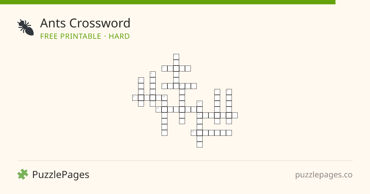 Ants Hard printable crossword preview — free to print from PuzzlePages
