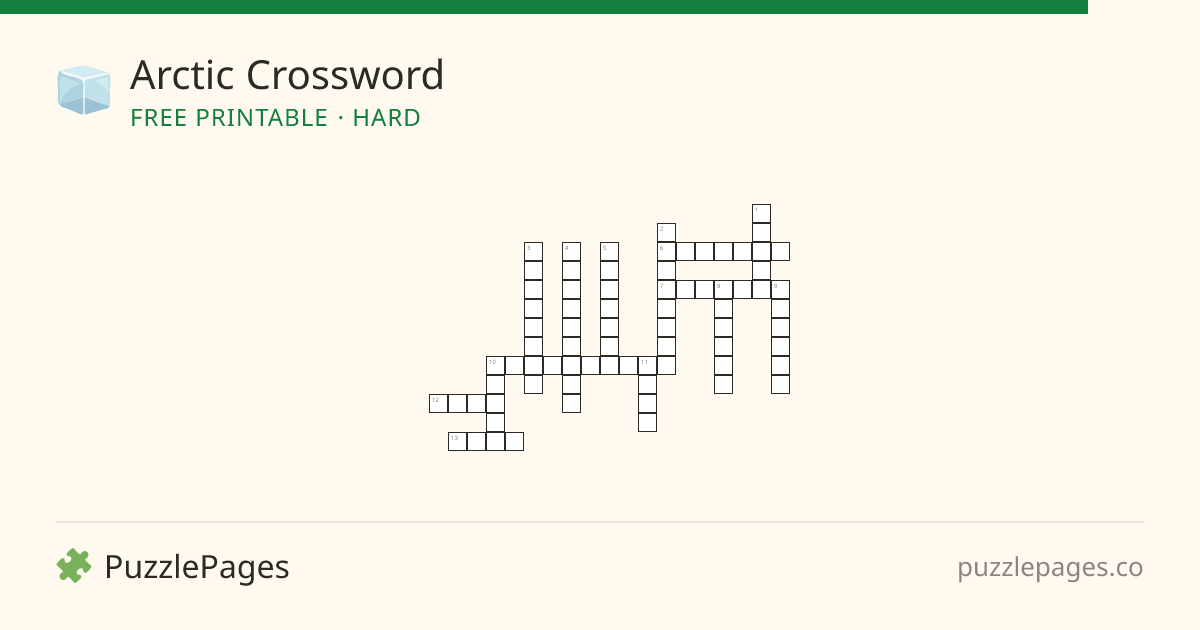 Arctic Hard printable crossword preview — free to print from PuzzlePages
