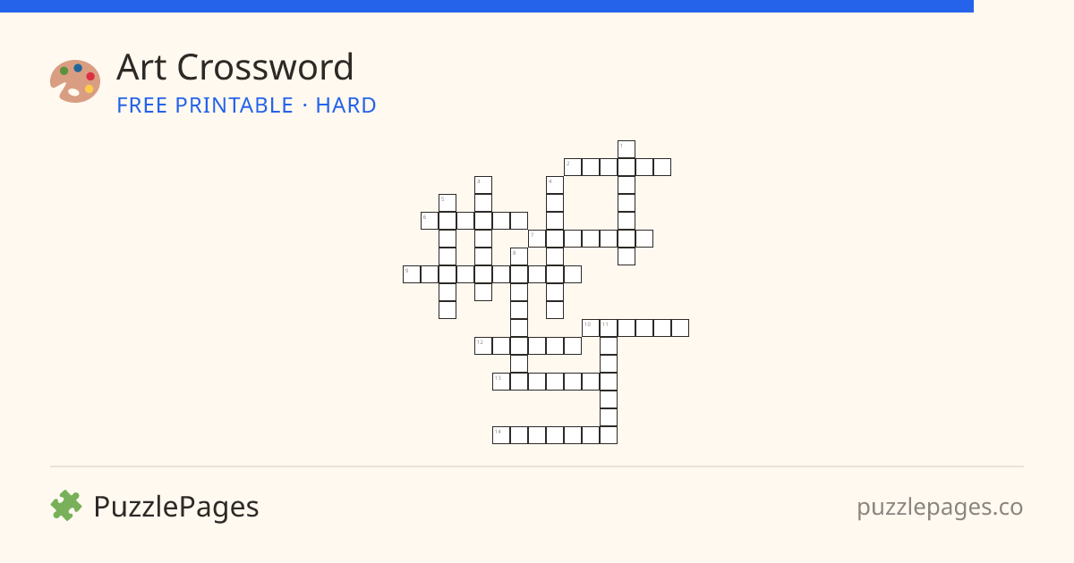 Art Hard printable crossword preview — free to print from PuzzlePages