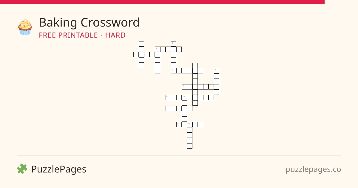 Baking Hard printable crossword preview — free to print from PuzzlePages