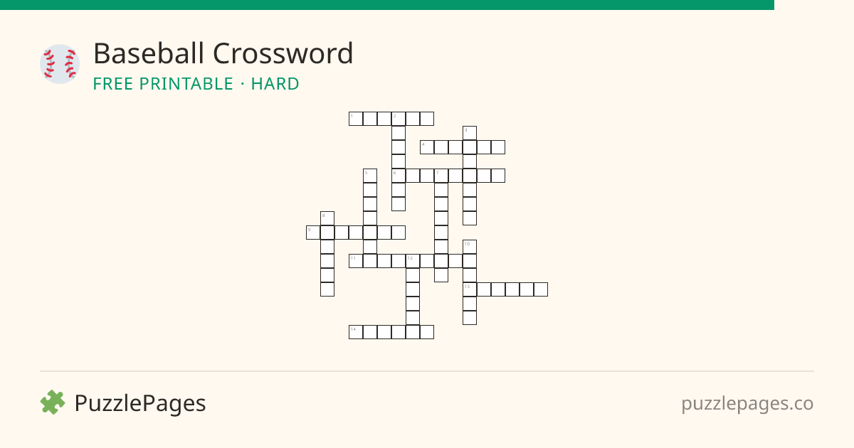 Baseball Hard printable crossword preview — free to print from PuzzlePages