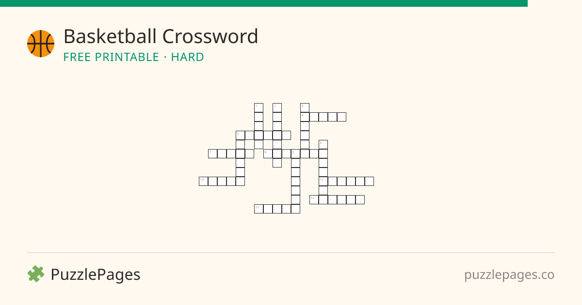 Basketball Hard printable crossword preview — free to print from PuzzlePages