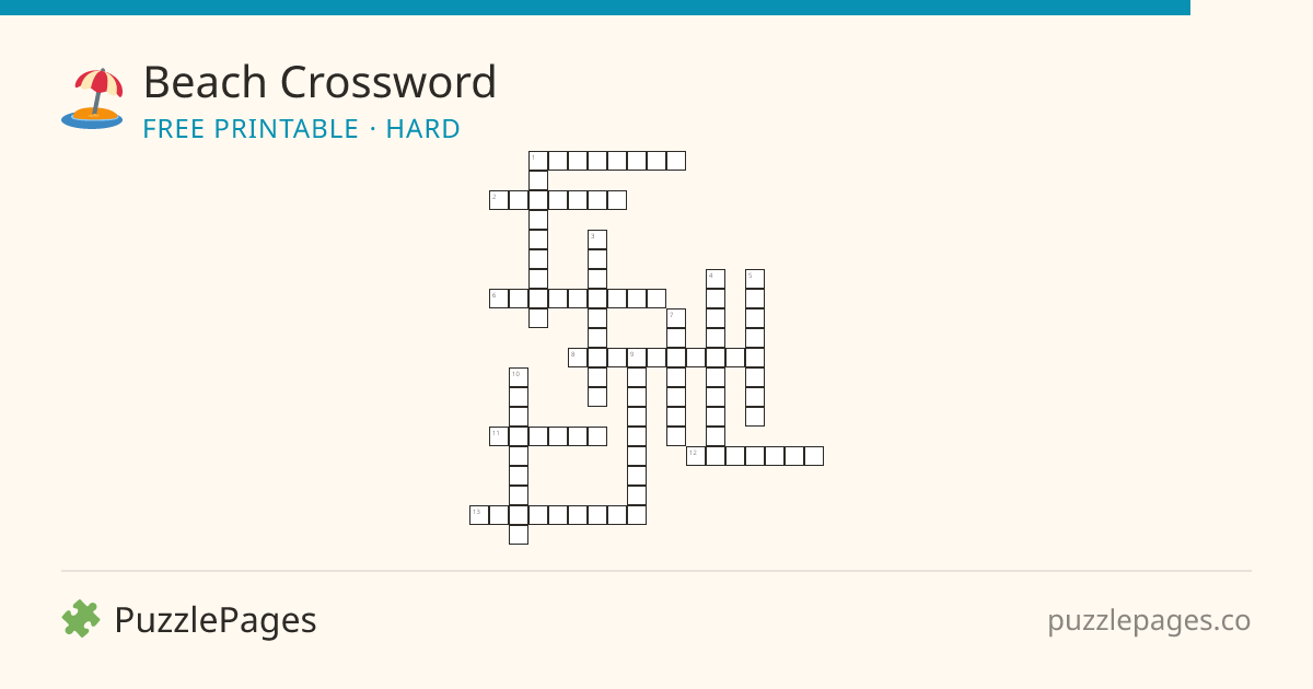 Beach Hard printable crossword preview — free to print from PuzzlePages