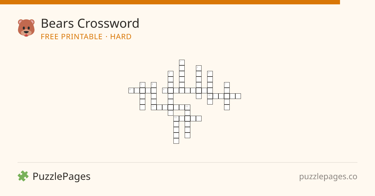 Bears Hard printable crossword preview — free to print from PuzzlePages