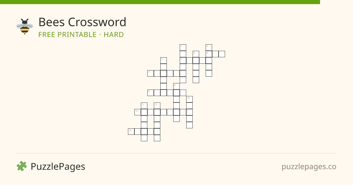 Bees Hard printable crossword preview — free to print from PuzzlePages