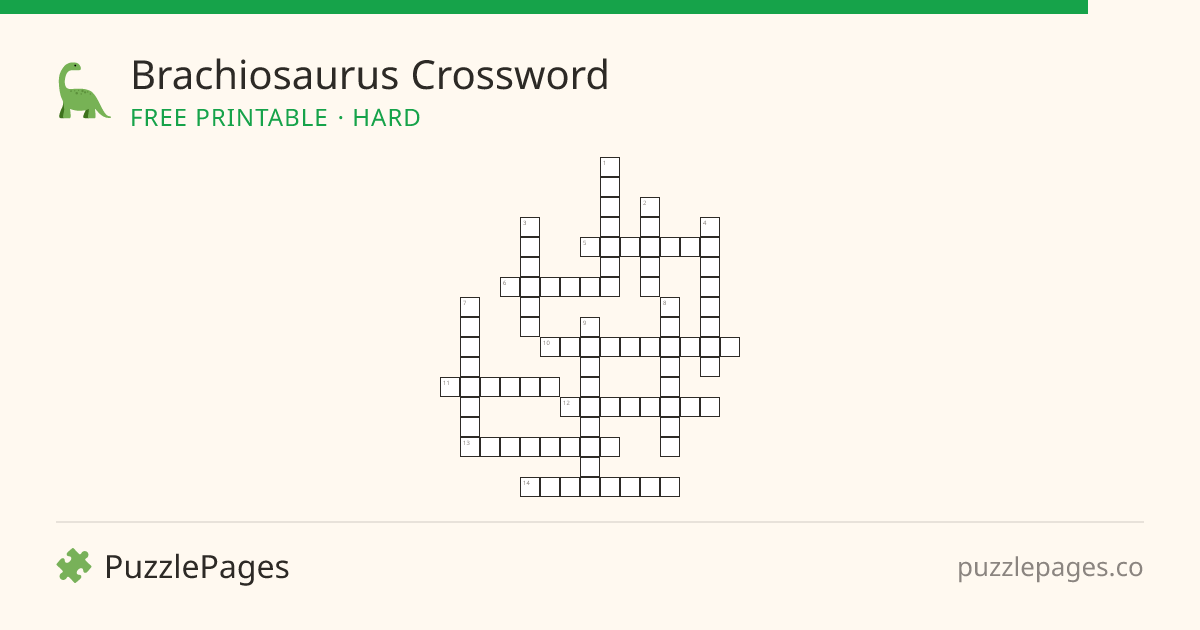 Brachiosaurus Hard printable crossword preview — free to print from PuzzlePages