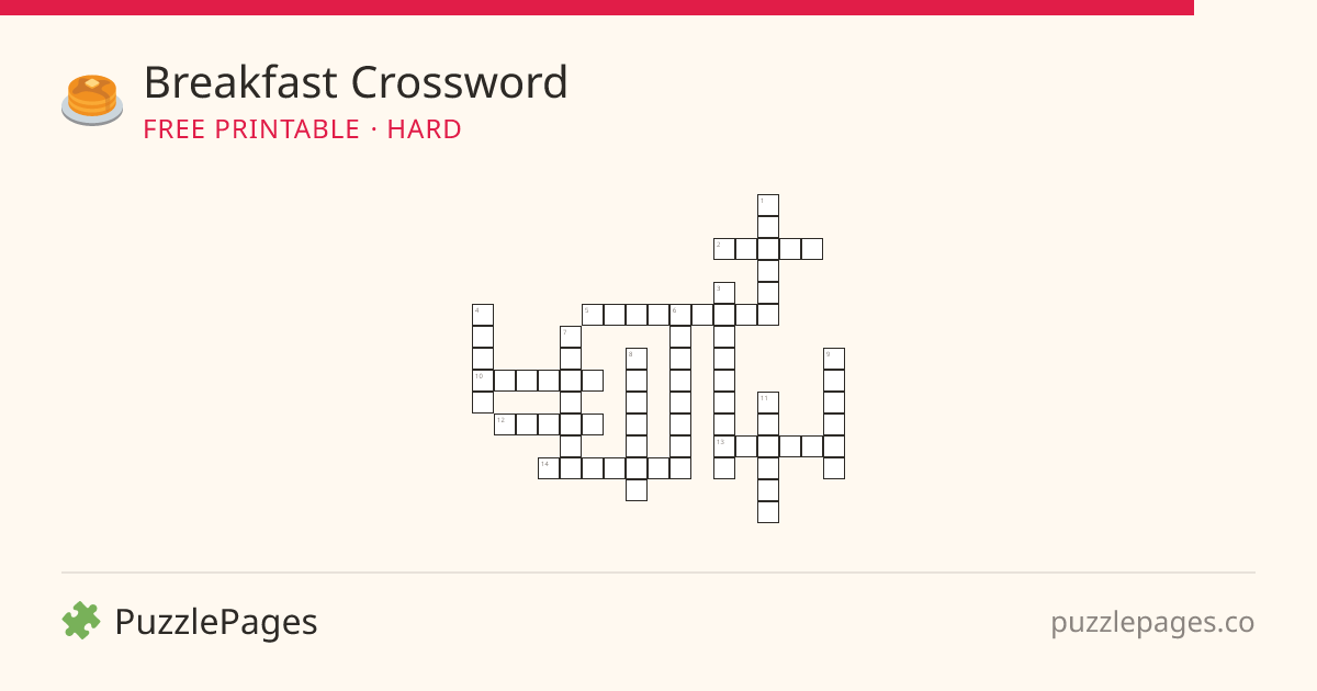 Breakfast Hard printable crossword preview — free to print from PuzzlePages