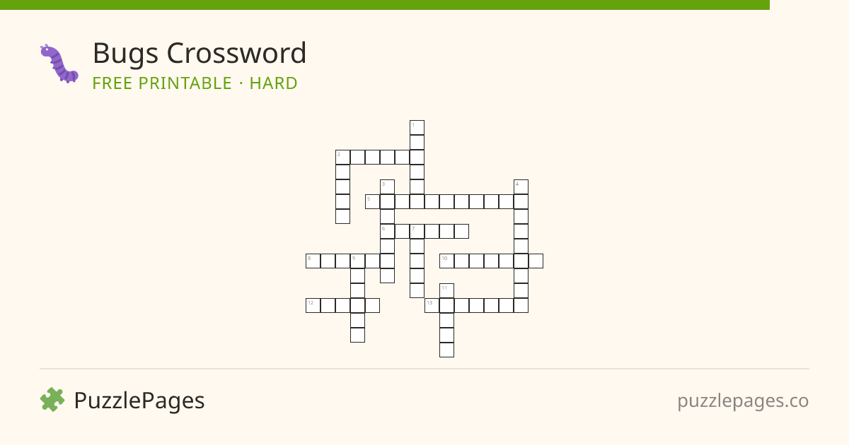 Bugs Hard printable crossword preview — free to print from PuzzlePages
