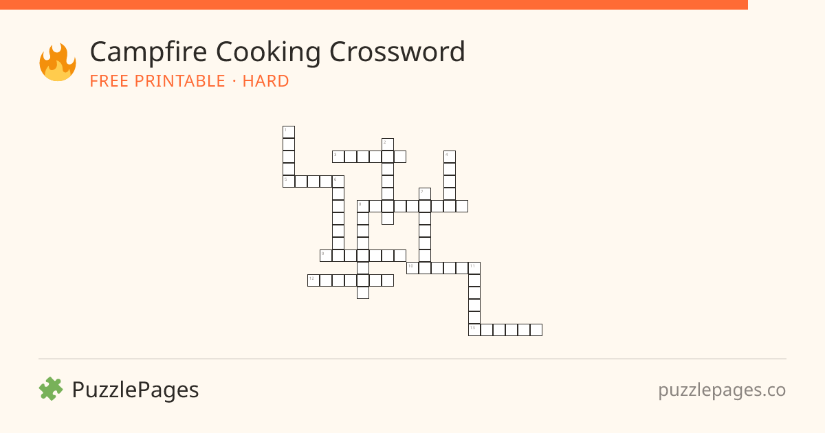 Campfire Cooking Hard printable crossword preview — free to print from PuzzlePages