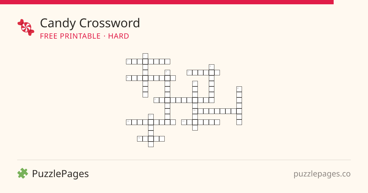 Candy Hard printable crossword preview — free to print from PuzzlePages
